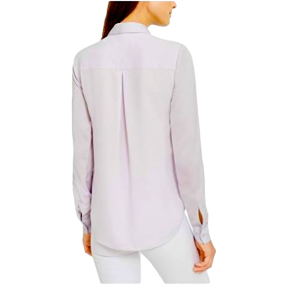 MICHAEL KORS Tie Front Satin Shirt in Lavender Mist, Size Large - Picture 2 of 11